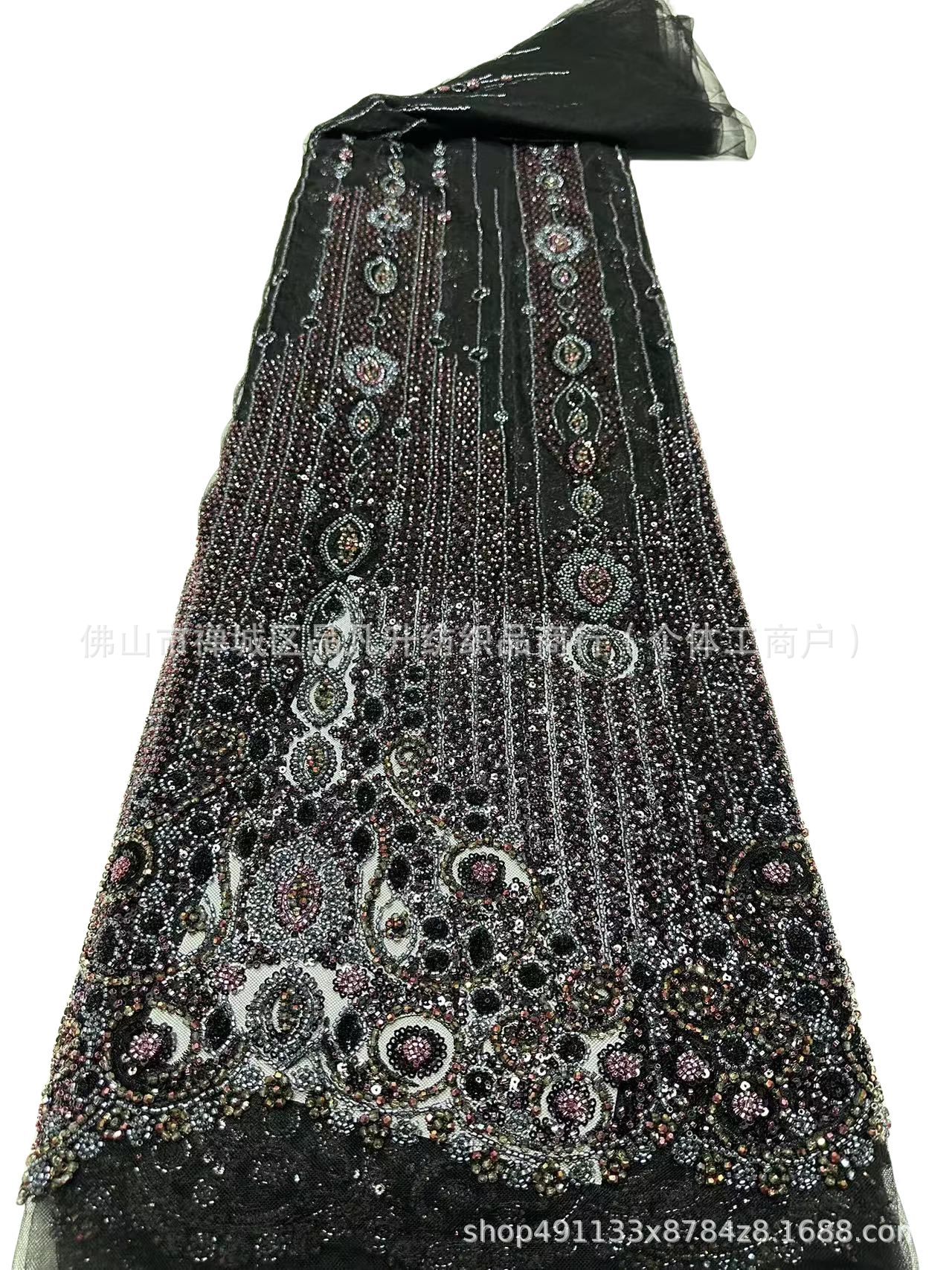 industria pesada de alta densidad cuentas tubo de cuentas tela bordada alta fijación vestido de boda tela de moda cuentas de encaje en stock image 14