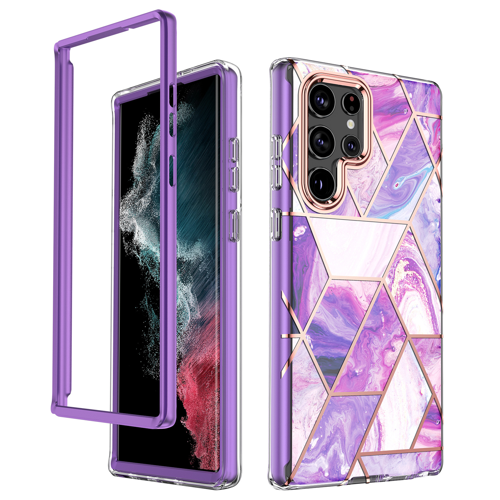 Shockproof Marble Phone Case For Samsung S24 And S23 Ultra Pink_voghion.com
