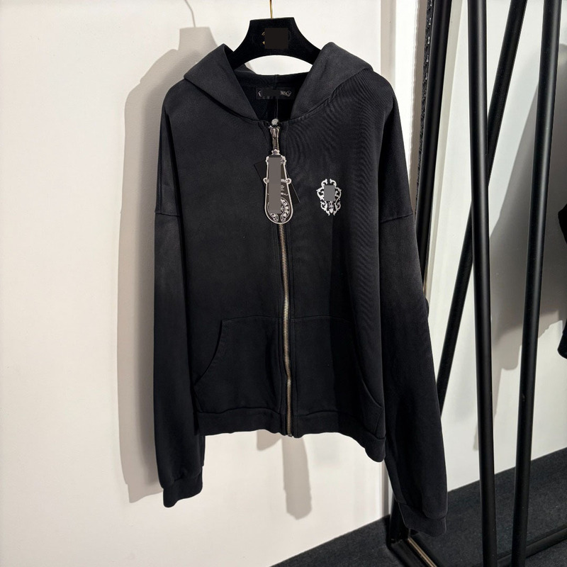 Nanyou High-End New Style Skull and American Flag Print Long-Sleeve Hooded Vintage Washed Zipper Jacket