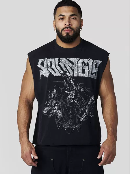 Youngla New American Style Men's Vest Muscle Sports Fitness Cotton Printed Casual Trendy Sleeveless T-Shirt