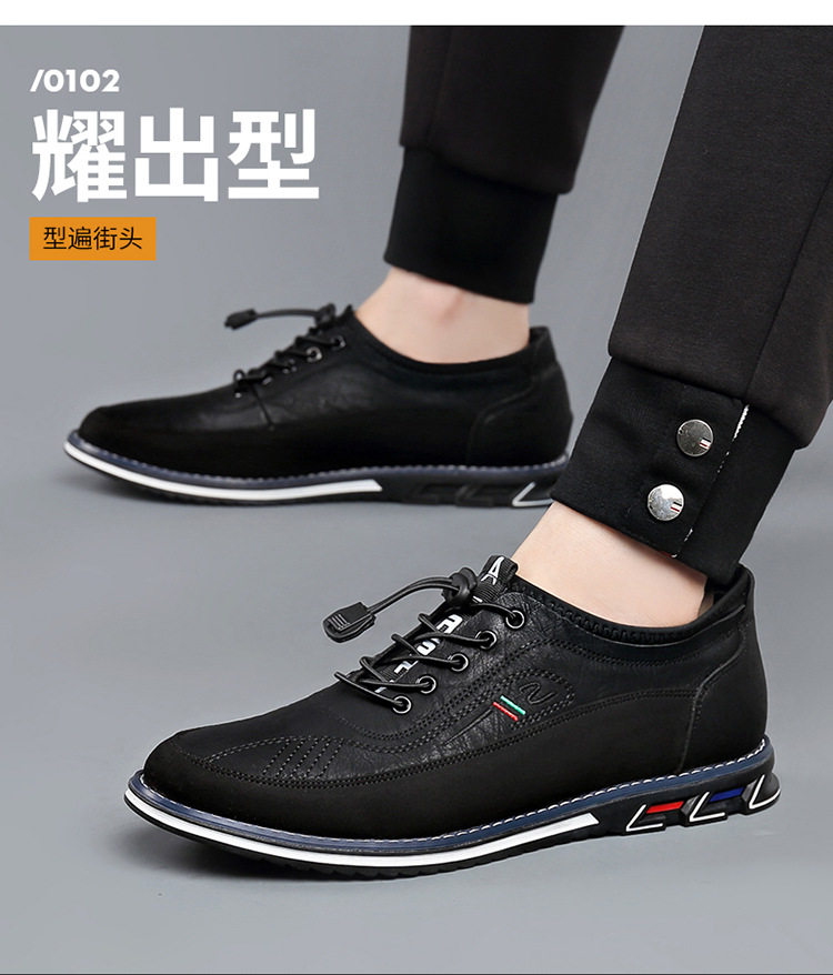 Giày da nam lười cổ thấp mũi nhọn gót thấp 1-3 cm, đế cao su chống trượt, phong cách Anh — WZ918 màu đen chi tiết 5