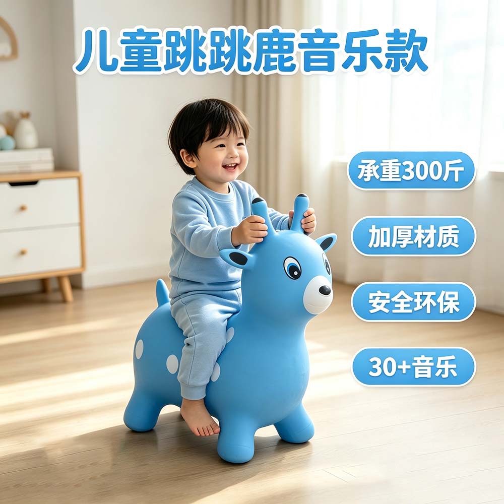 Children's Inflatable Jumping Horse, Thickened Eco-Friendly PVC Spotted Deer Jumping Horse, Baby Ride-On Toy, In-Stock Wholesale