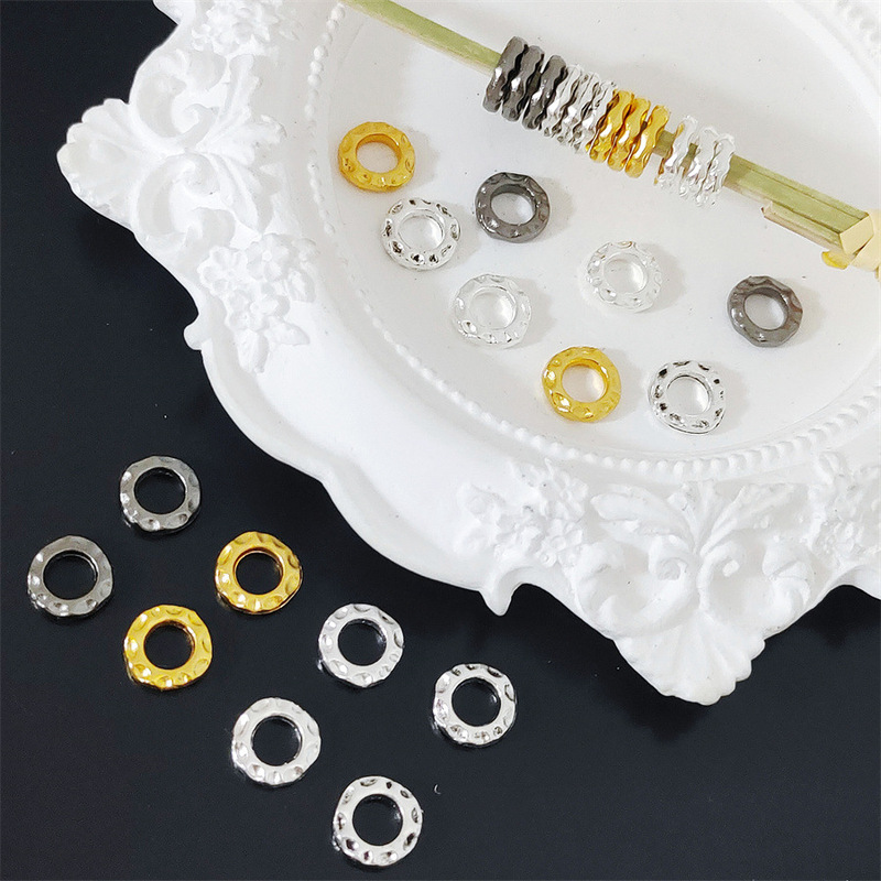 Alloy bright silver coiled bead sheet coiled ring hammer ring running ring manual diy bracelet beaded jewelry material