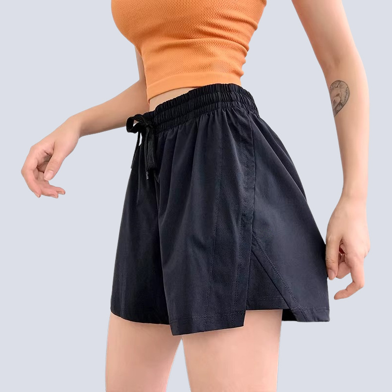 Nuevos pantalones cortos deportivos de verano para mujer, dos piezas falsas, anti-desgaste, tres puntos, entrenamiento de carrera, fitness, pantalones de yoga sueltos