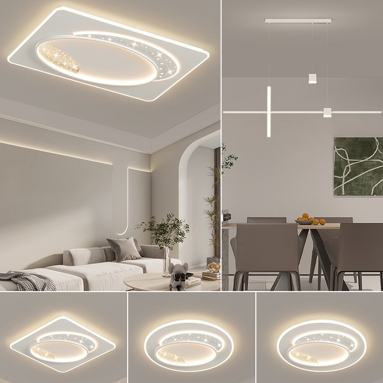 Estrellas lujosas en blanco 2023 sala de estar simple paquete de atmósfera nueva lámpara de techo de luz luz de techo de luz blanca completa