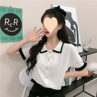 Niche Short-Sleeved T-Shirt Women's Summer 2025 New Summer Clothes Knitted Discreet Short Tops
