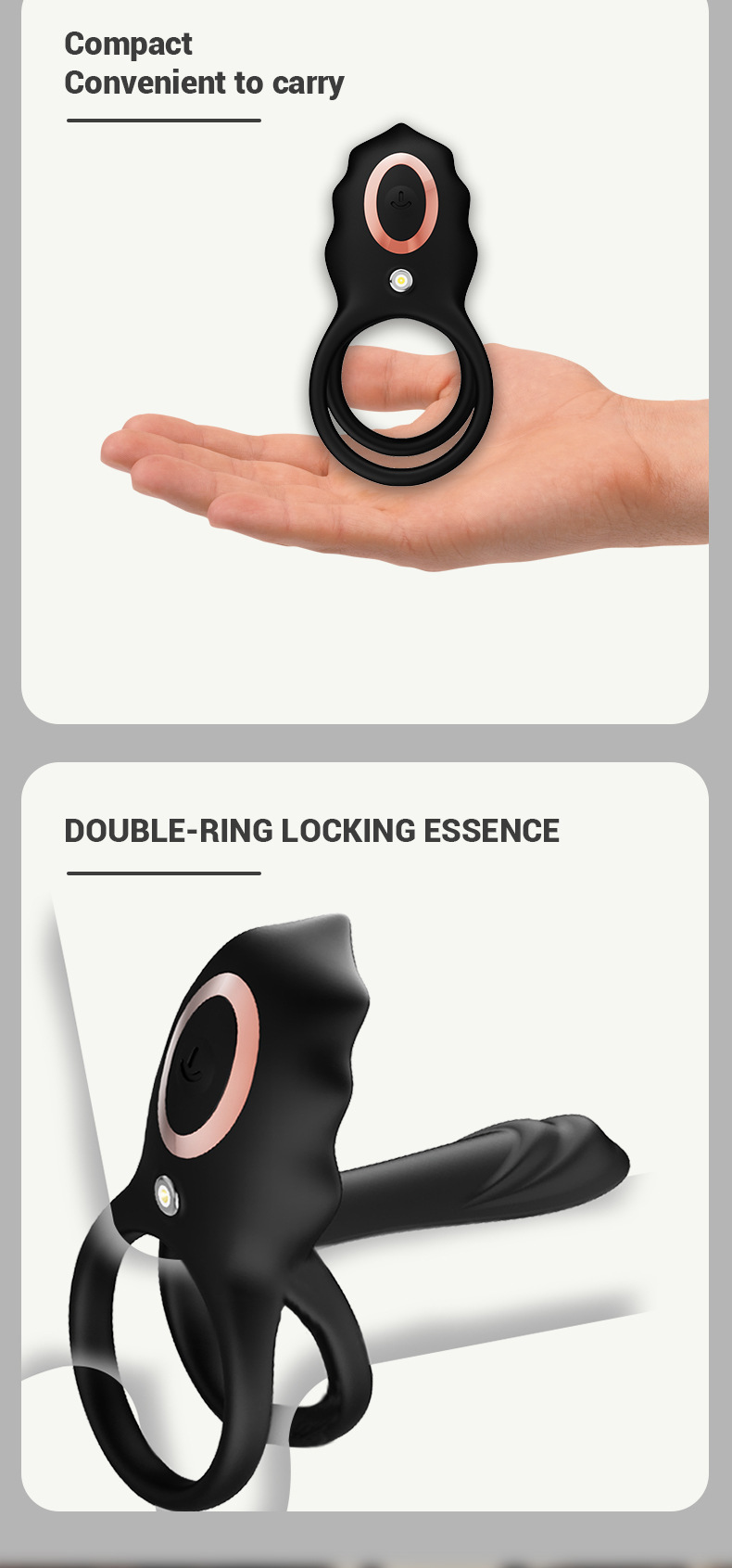 Wireless Remote Control Vibrating Double Ring with Prostate Massager, Silicone Delay Cock Ring — detail image 4