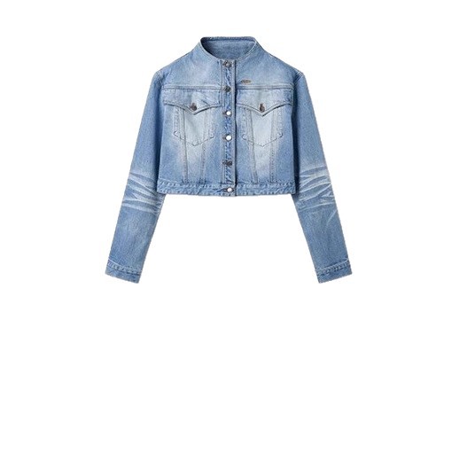 Women's Clothing Stand Collar Short Autumn Heavyweight Denim Jacket With Retro Stand Collar | Oversized Short Cropped Jacket For Men & Women_voghion.com