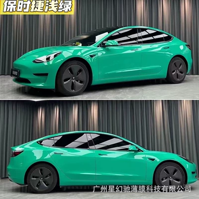 Auto Color Change Film — Blue car film, manufacturer wholesale - porsche-light-green-pet-high-quality-152-16m