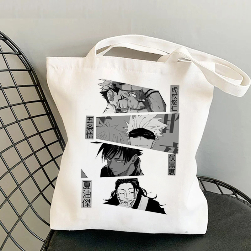 Jujutsu Kaisen impresa bolsa de lona Harajuku bolsa de hombro bolsa de compras de mano de moda Aliexpress Amazon