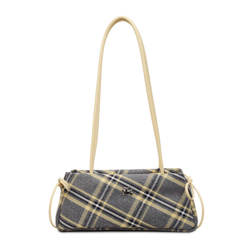 French Style Niche Plaid Underarm Bag For Women - Elegant Versatile Minimalist Baguette Handbag, Sophisticated Fashion Commuter Shoulder Bag - Thumbnail 5