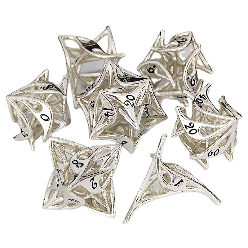 Cthulu corriendo grupo DND dragón y ciudad subterránea Número de múltiples caras Venta directa de fábrica de metal Gilly Flower dados huecos COC