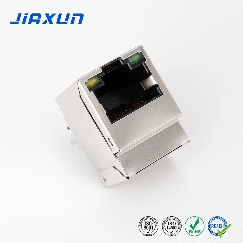 Оригинальная мойка Jiaxun, разъем RJ45 1*1, сетевой порт, встроенный трансформатор, прямая вилка RJ45 8p8c, индивидуальный заказ