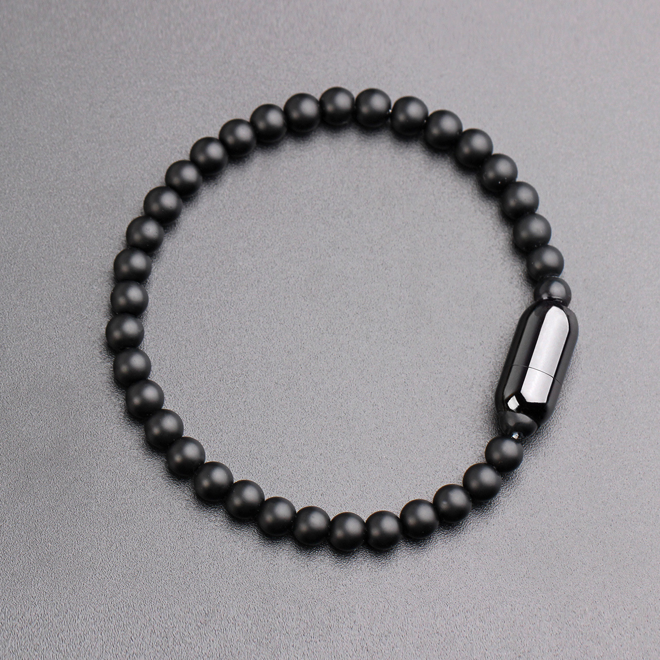 Simple Style Solid Color Stone Beaded Men's Bracelets display picture 1