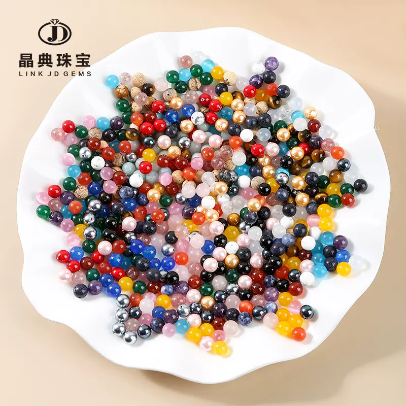晶典珠宝8mm半孔珠水晶玛瑙原石打磨diy饰品配件耳钉配饰散珠批发
