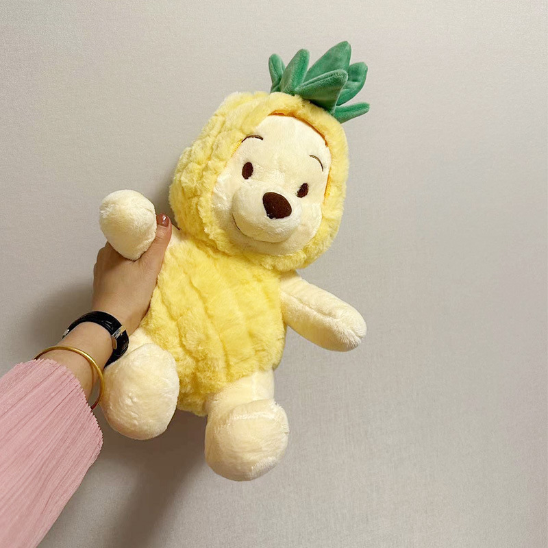 Pineapple Pooh Pooh Bear Doll Plush Toy Hat Off Doll Sleeping Hugging Bear Factory Wholesale