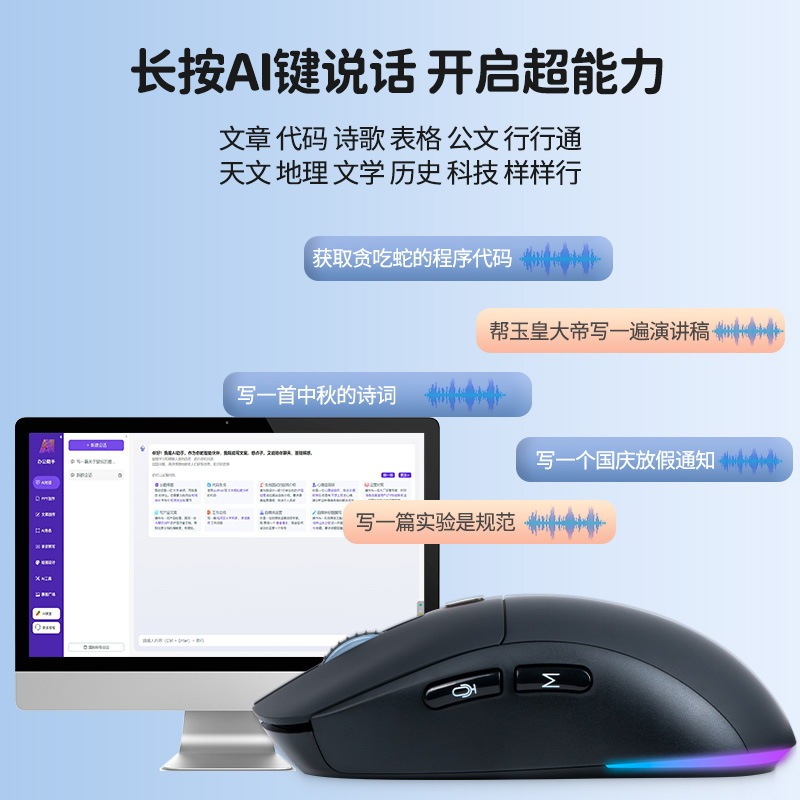 ワイヤレスbluetoothマウスGPT多機能大モデルAIスマートマウスPPTライティング表作成翻訳パソコン|undefined