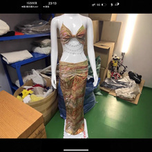 拼接印花连衣裙