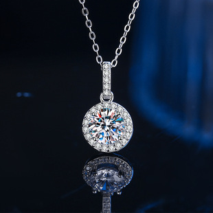S925 Silver Classic Round Moissanite Pendant Clavicle Set Chain Moissanite Pendant Empty Support Fashion National Trend Jewelry