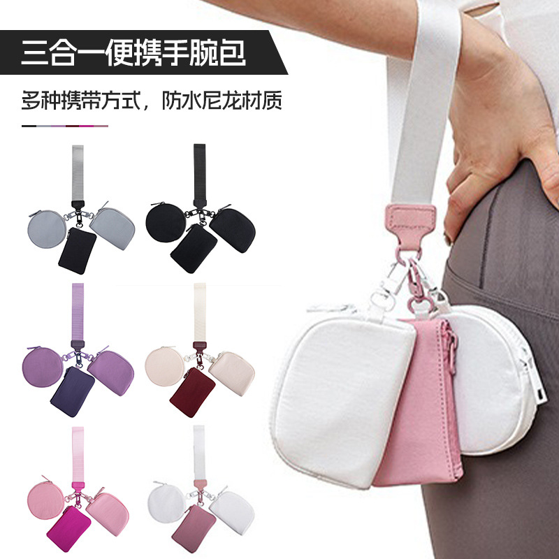 New Three-In-One Multifunctional Wrist Bag Portable Mini Storage Bag Lulu Style Wrist Bag Cross-Border in Stock