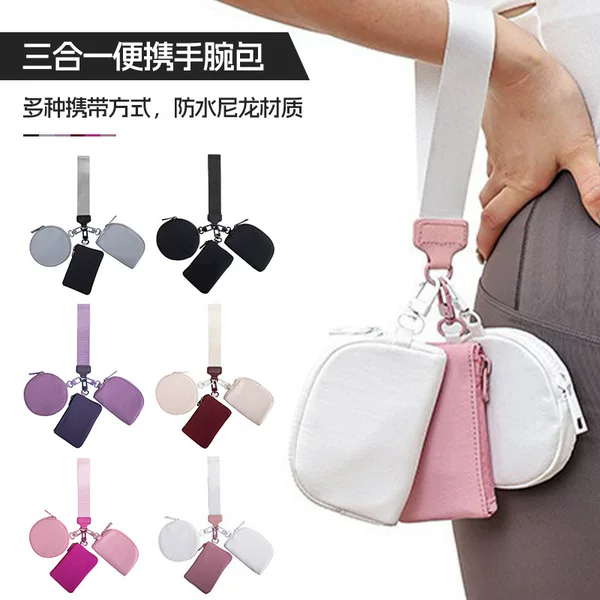 New Three-In-One Multifunctional Wrist Bag Portable Mini Storage Bag Lulu Style Wrist Bag Cross-Border in Stock