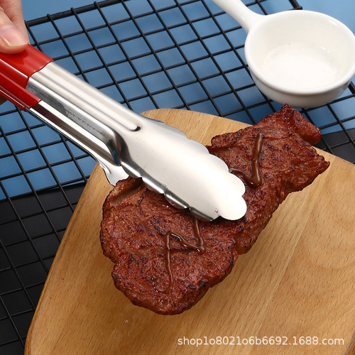 Stainless steel food tongs household food tongs kitchen restaurant baking bread tongs multifunctional barbecue tongs steak tongs