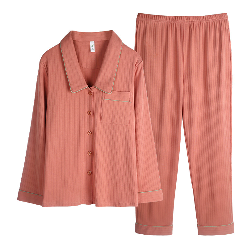 2023 nuevos pijamas de las mujeres de primavera y otoño 100% algodón de manga larga primavera cardigan desgaste del hogar traje de dos piezas de las mujeres