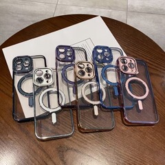 iPhone16ProMax電気メッキ磁気電話ケースApple 15模造オリジナルオールインクルーシブ落下防止14ソフト保護カバーに適しています。