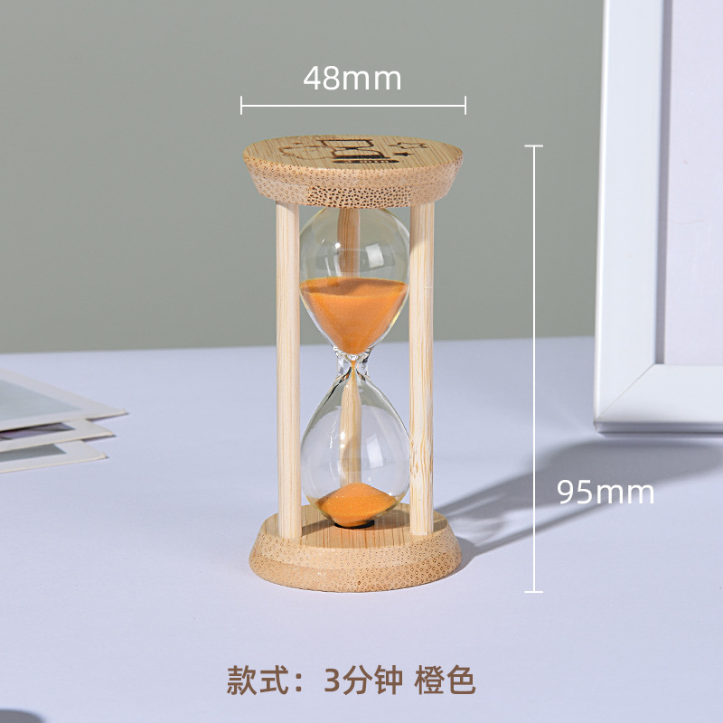 Reloj de arena luminoso redondo de bambú, temporizador resistente para aprendizaje 1/10/30 minutos