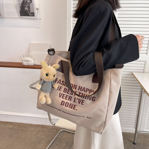 Canvas bag female college student class bag Tote  new large capacity shoulder bag handbag crossbody bag niche