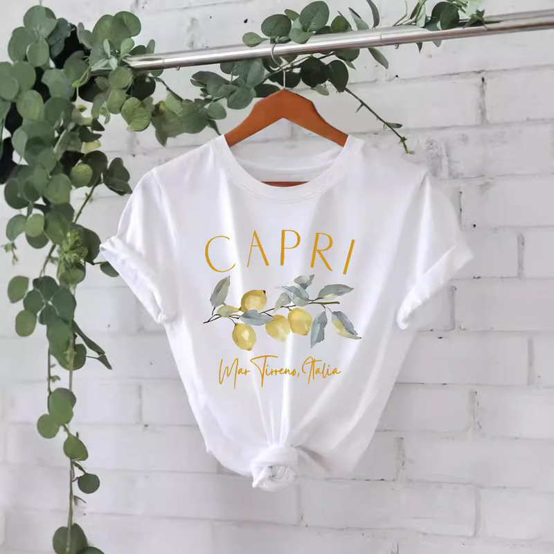 Pure Cotton T-Shirt European and American Summer Short-Sleeved Round Neck Cross-Border Export American Pattern Printed T-Shirt Women's Export Factory