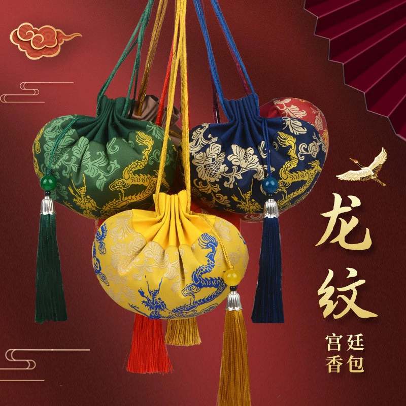 Оптовые ароматические пакетики к фестивалю середины осени, винтажные ароматические мешочки, автомобильные аксессуары, аксессуары для ханьфу, портативные мешочки с кисточками, ароматические мешочки в древнем стиле с узором «дракон» для фестиваля лодок-драконов