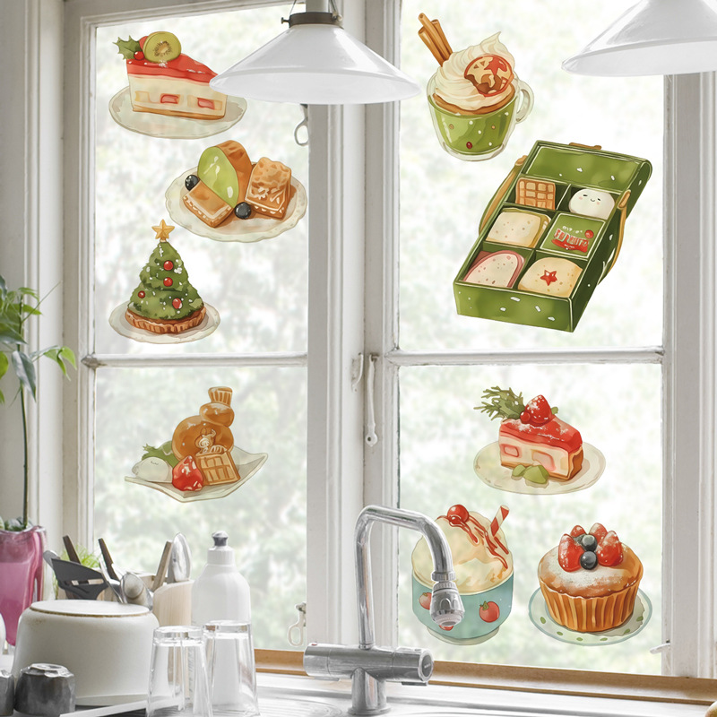 餐饮橱窗玻璃贴画点心寿司厨房贴画蛋糕房餐厅装饰墙贴画-34015