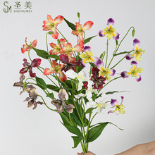 仿真花假花单枝3头小鸢尾兰高品质商场橱窗配花造景布置火焰百合