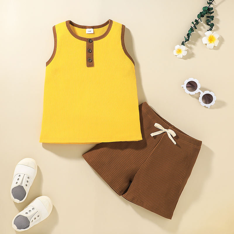 Fashion Children Vest Tops Shorts Two-piece Wholesale Nihaojewelry display picture 1