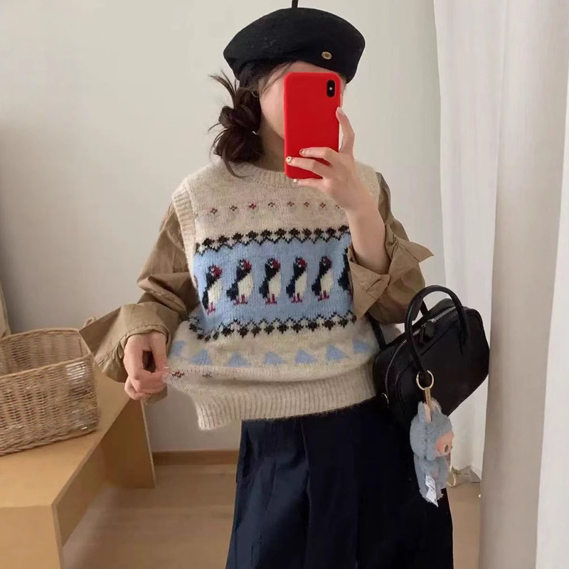 Fair Isle Jacquard Sweater for Women, Autumn New Soft Cashmere Knit Vest with a High-End Feel for Layering