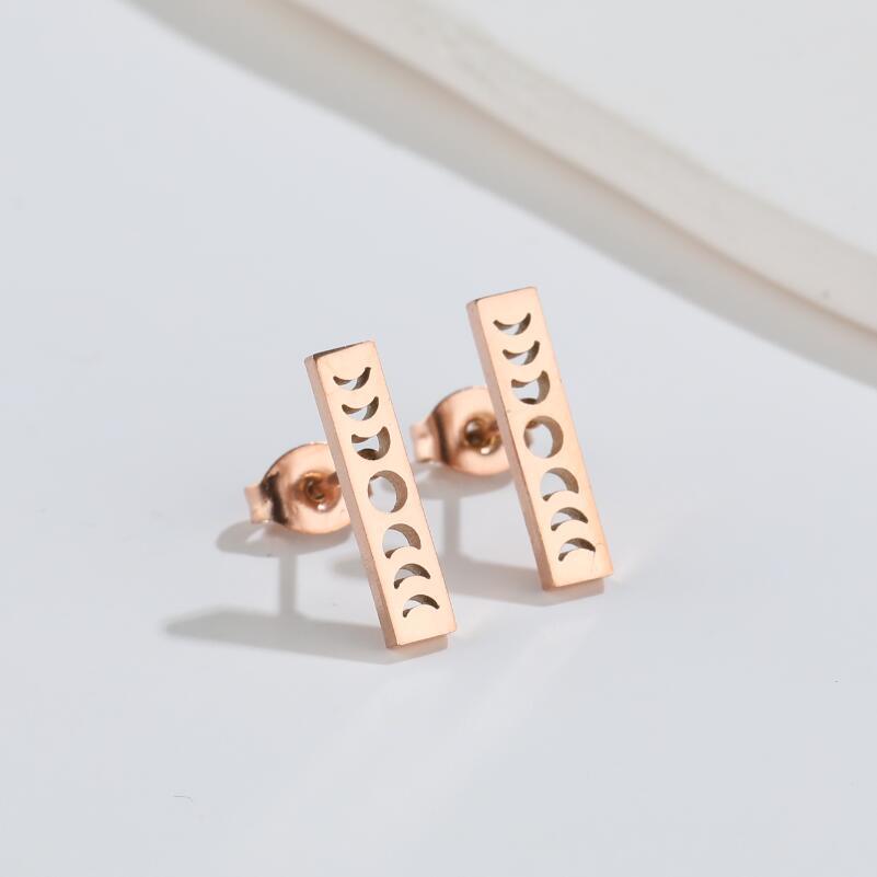 Fashion Sun Moon Titanium Steel Ear Studs Plating No Inlaid Stainless Steel Earrings display picture 2