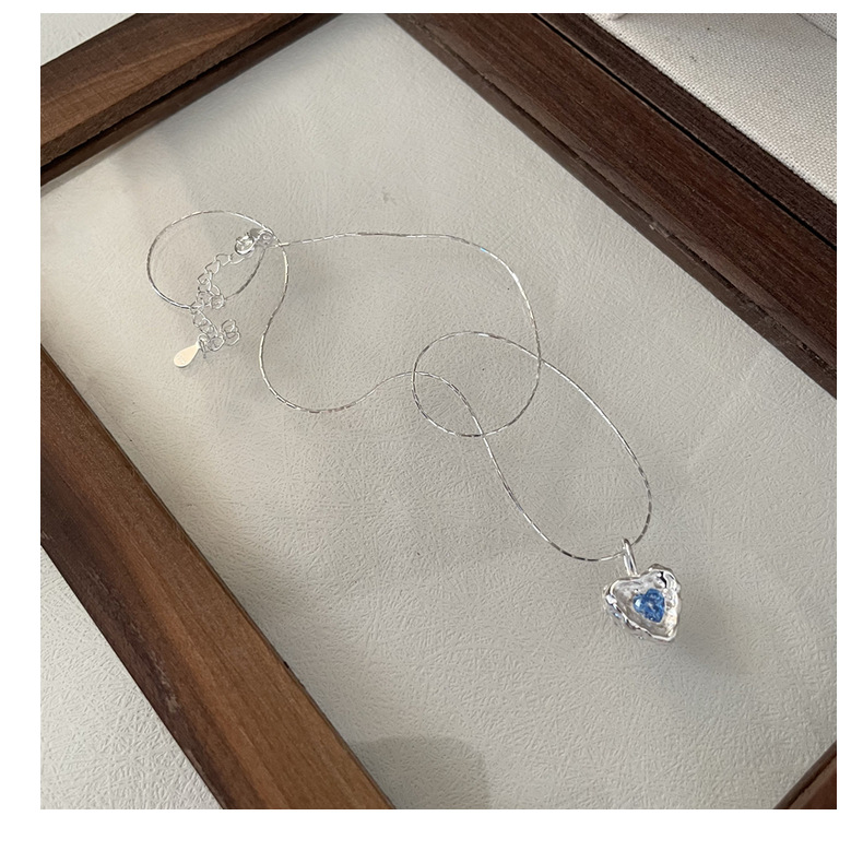 Daily Occasion 925 Sterling Silver Material 925 Sterling Silver Zircon Inlay Heart Shape Pendant Necklace