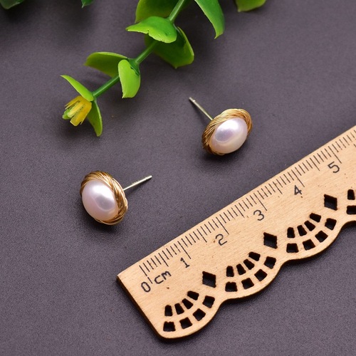 Earrings 925 sterling silver high-end pearl earrings high-end earrings wire winding retro niche design natural