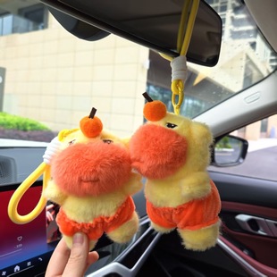 Trendy Cute Capybara Lulu Plush Toy with Cute Expression, Funny Cartoon Doll Keychain