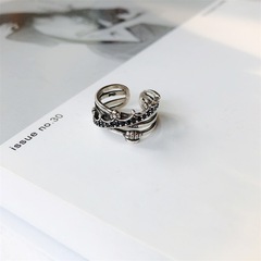 千葉泰銀寬面復古皇冠冷淡風戒指網紅小眾設計感高級泰銀食指潮人