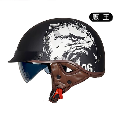 Vehicle Half Helmet Retro Helmet, Motosiklet kaskı (dəbilqə) - eagle-king-f02-with-black-film-m