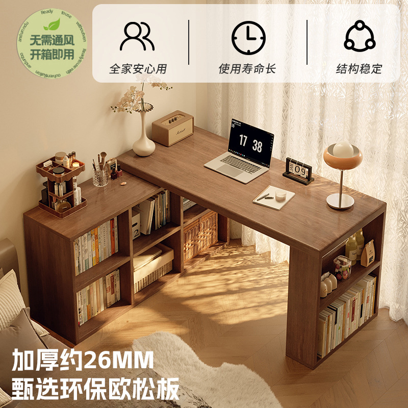 Escritorio de esquina, estantería, escritorio de dormitorio para niñas de estilo antiguo, escritorio de computadora en forma de L para estudiantes que aprenden a escribir en casa