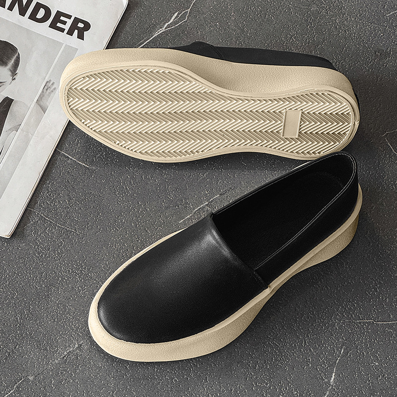 Zapatos de cuero juvenil retro de verano, zapatos de skate de cuero juvenil, zapatos casuales de moda masculinos, zapatos de Lefour