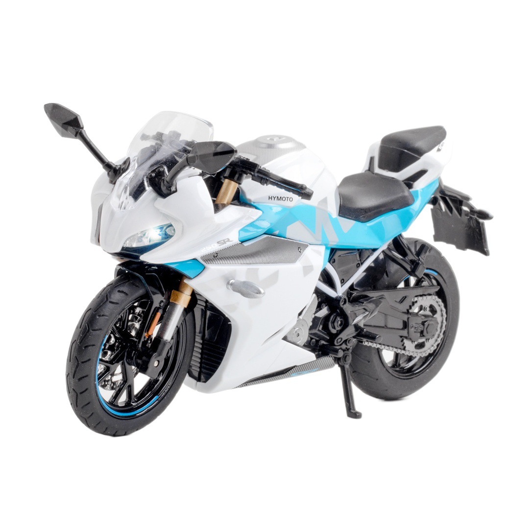 Huayi aleación coche modelo 1 a 12 batalla águila primavera viento 250sr motocicleta con sonido luz juguete música modelo adornos