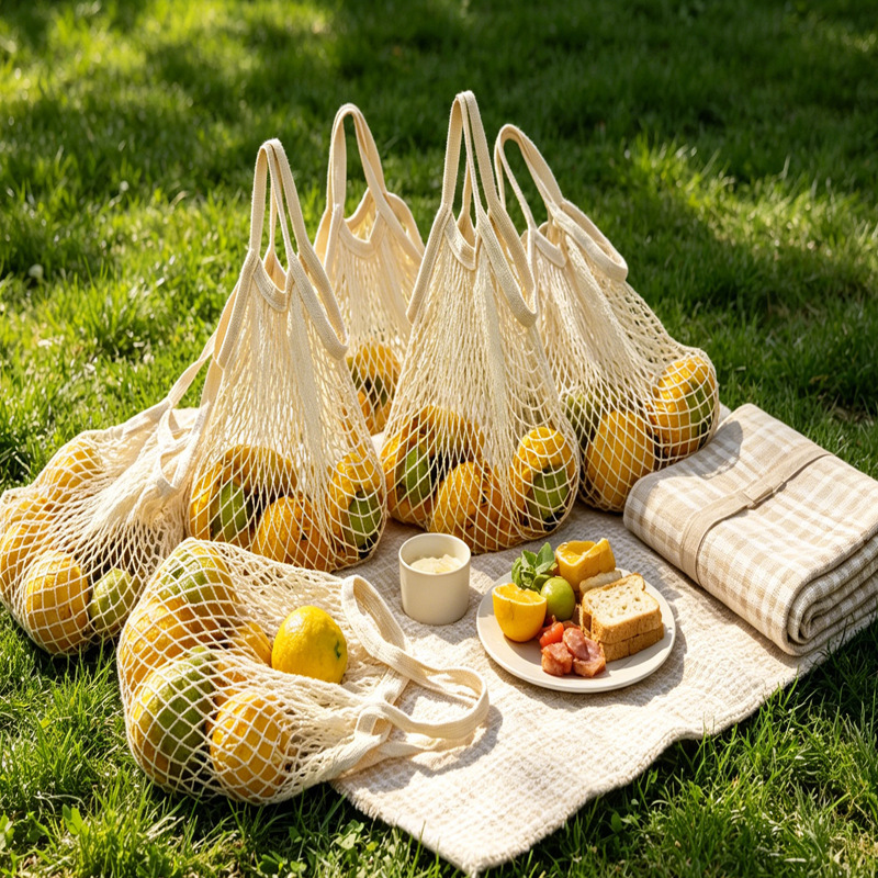 Manufacturer's Popular Fruit Mesh Bag, Amazon Mesh Bag, All-Cotton Portable Mesh Bag, Pure Cotton Vegetable and Fruit Bag