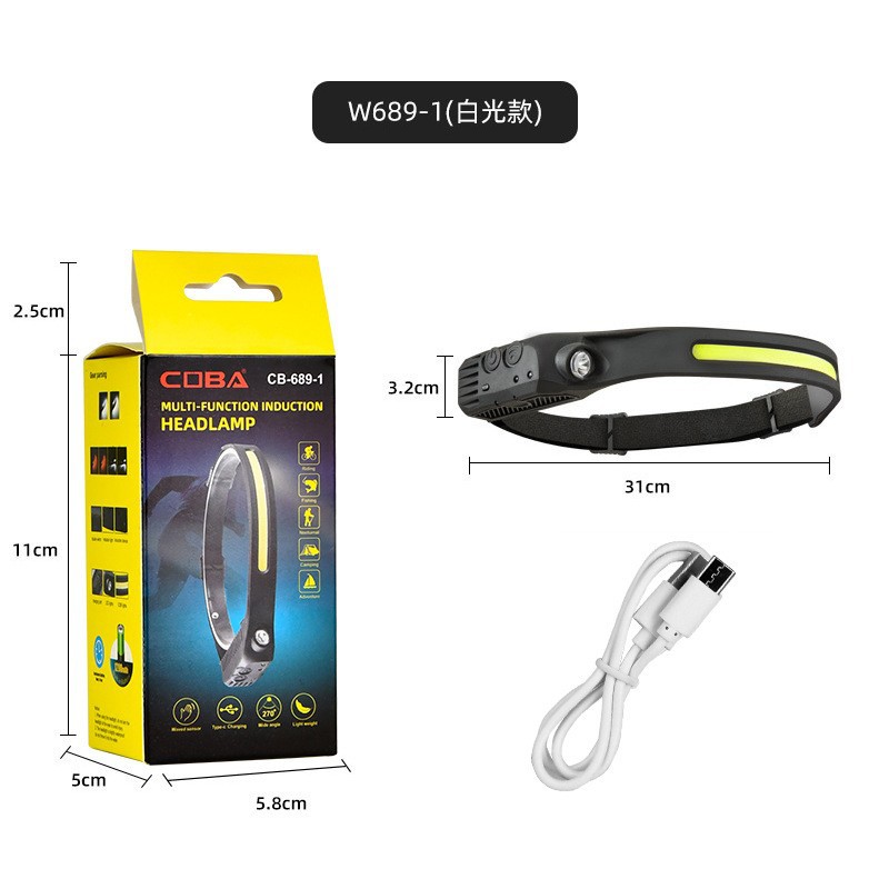 Faros de inducción de silicona ultraligeros para exteriores, luces de mina de luz fuerte montadas en la cabeza recargables, pesca nocturna, larga duración de la batería, luz fuerte