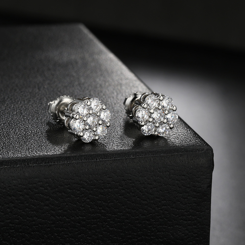 Ear Studs Classification 1 Pair Hip-Hop Flower Plating Inlay Copper Zircon White Gold Plated Gold Plated Ear Studs