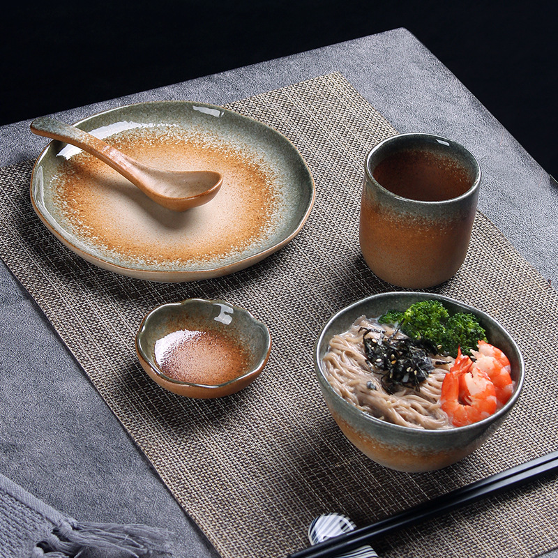 Vintage Style Homestay Ceramic Dishes and Dish suit Hotel Set Table High-value Tableware Combination Underglaze Color housewarming Gifts
