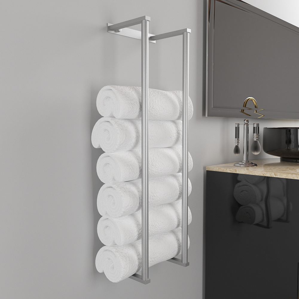 Toallero de acero inoxidable sin perforaciones en la pared del baño simple transfronterizo, estante de almacenamiento de toallas de baño impermeable y antioxidante, personalizado image 4